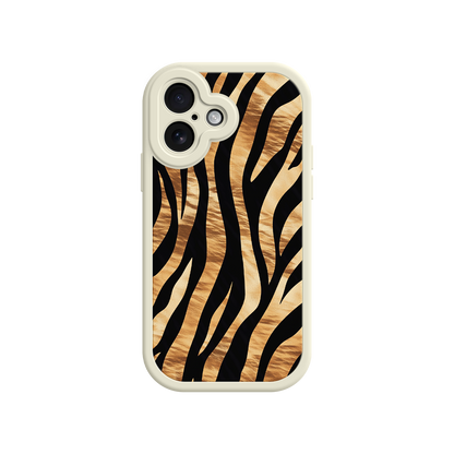 #MC0011 Factory Wholesale Tiger Stripe iPhone Case – Bold Animal Print with Olive Green Frame