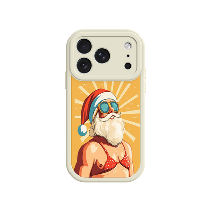 Bold phone case with funny Santa in festive beach outfit