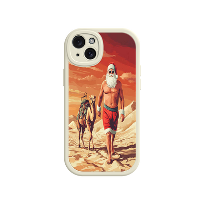 #MC0028 Factory Wholesale Desert Santa iPhone 17 Case – Funny Christmas Design, Muscular Santa & Camel, Holiday Heat Vibes