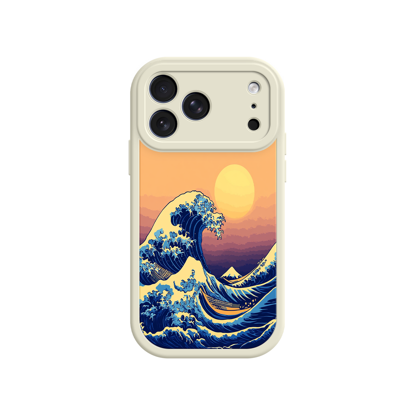 #MC0012 Factory Wholesale Great Wave Sunset iPhone Case – Japanese Art with Ocean & Mountain Design