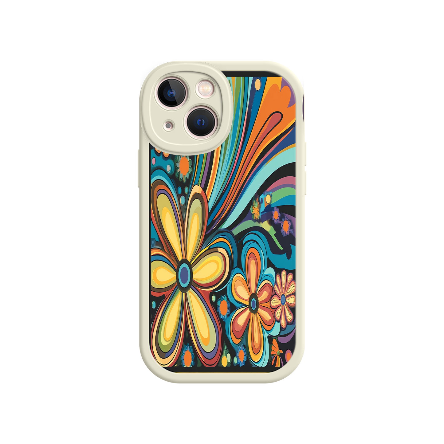 #MC0033 Factory Wholesale Psychedelic Floral iPhone 17 Case – Hippie Flower Power Design, 60s 70s Retro Vibes, Groovy Swirls