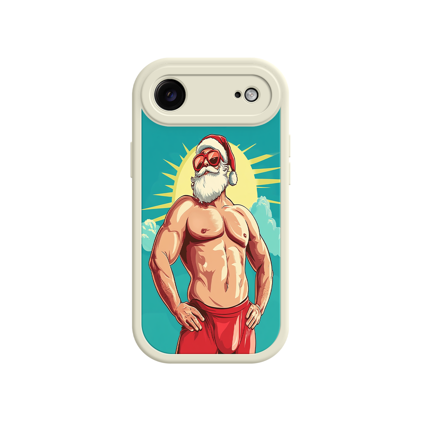 iPhone case with holiday cartoon Santa character