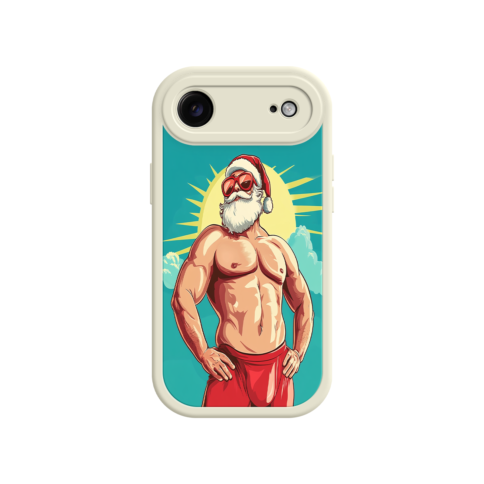 iPhone case with holiday cartoon Santa character